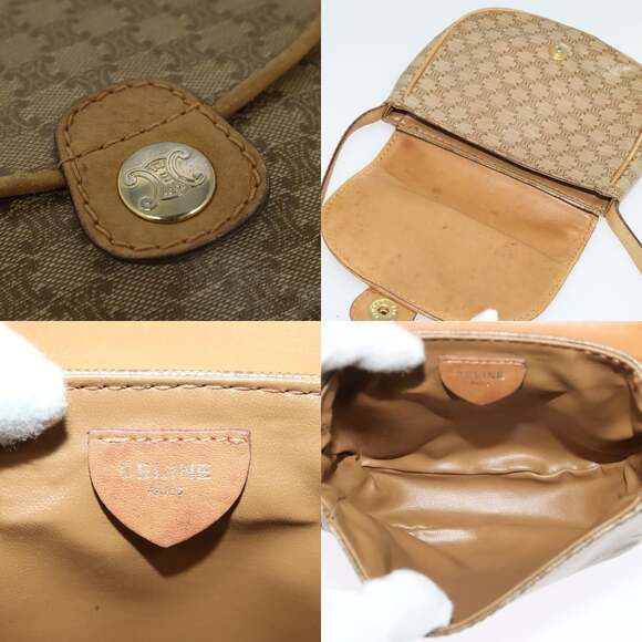 CELINE Macadam Canvas Shoulder Bag Pvc Beige Gold - Picture 11 of 12